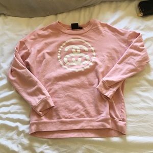 pink stussy sweater